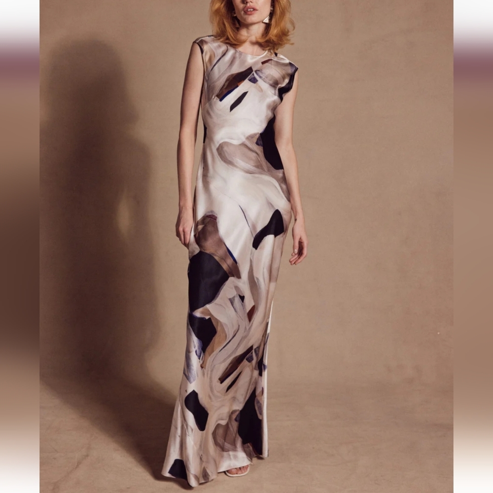 New Ace Harperthe Graham Abstract Print Maxi Dress Size 2 Silk